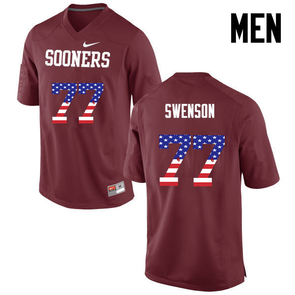 Men Oklahoma Sooners #77 Erik Swenson College Football USA Flag Fashion Jerseys-Crimson - Click Image to Close